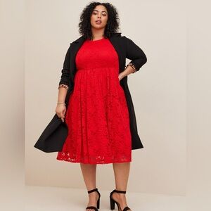 Torrid 6 Red Lace Dress